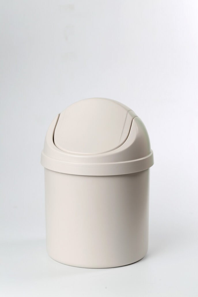 plastic trash can white background